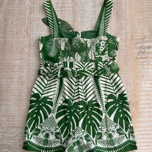 Farm Rio Green and White Tropical Jumpsuit Romper Size Medium NWT - Picture 4 of 15